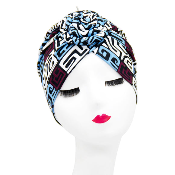 Gorro Turbante Donut con Flor y Diseño Swirl - Estilo Europeo y Americano