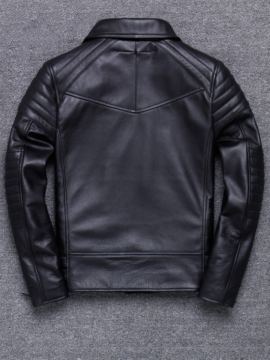 Chaqueta de Cuero Vacuno Premium con Cierre Diagonal y Solapa - Image 8