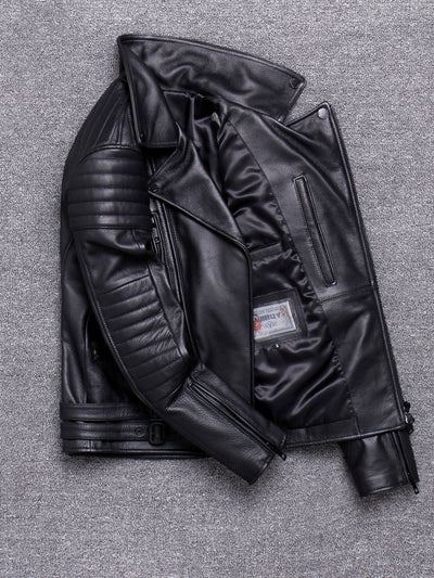 Chaqueta de Cuero Vacuno Premium con Cierre Diagonal y Solapa - Image 7