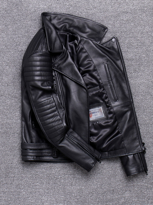 Chaqueta de Cuero Vacuno Premium con Cierre Diagonal y Solapa - Image 7