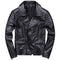 Chaqueta de Cuero Vacuno Premium con Cierre Diagonal y Solapa