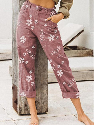 Pantalones Casuales Rectos Estampados Capri para Mujer - Image 11