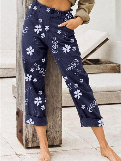 Pantalones Casuales Rectos Estampados Capri para Mujer - Image 10