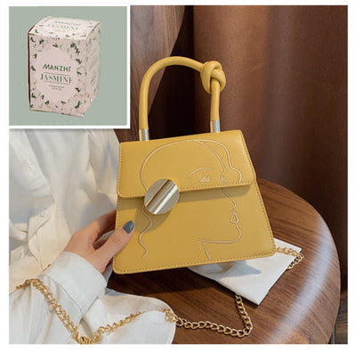Bolso Cuadrado Retro con Estampado de Contorno Facial - Image 9