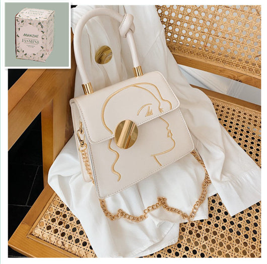 Bolso Cuadrado Retro con Estampado de Contorno Facial - Image 8
