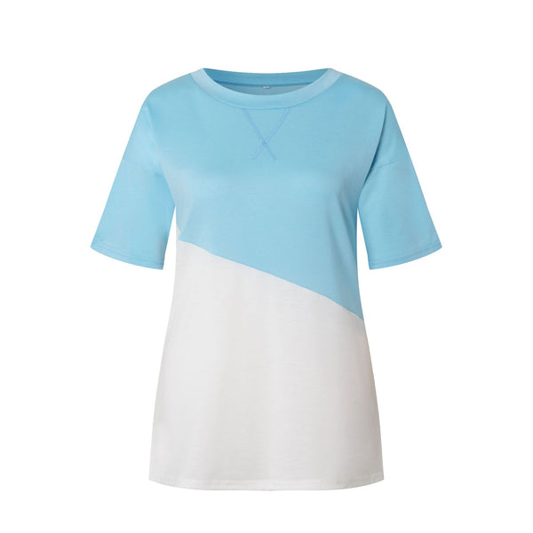 Playera de Cuello Redondo con Bloques de Color Contrastado