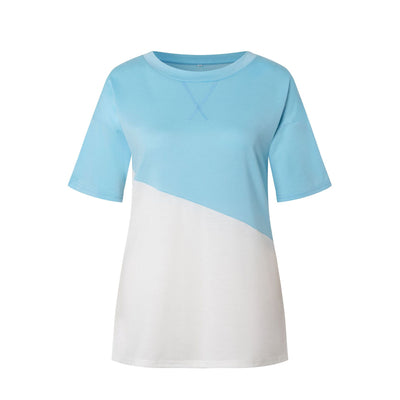 Playera de Cuello Redondo con Bloques de Color Contrastado