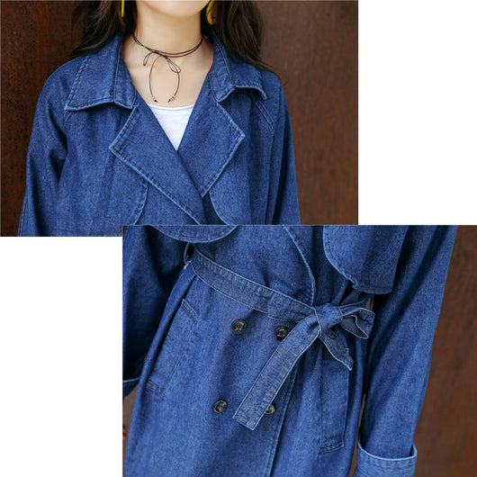 Chaqueta Cortavientos Casual para Mujer con Falda Denim Ajustada - Image 4