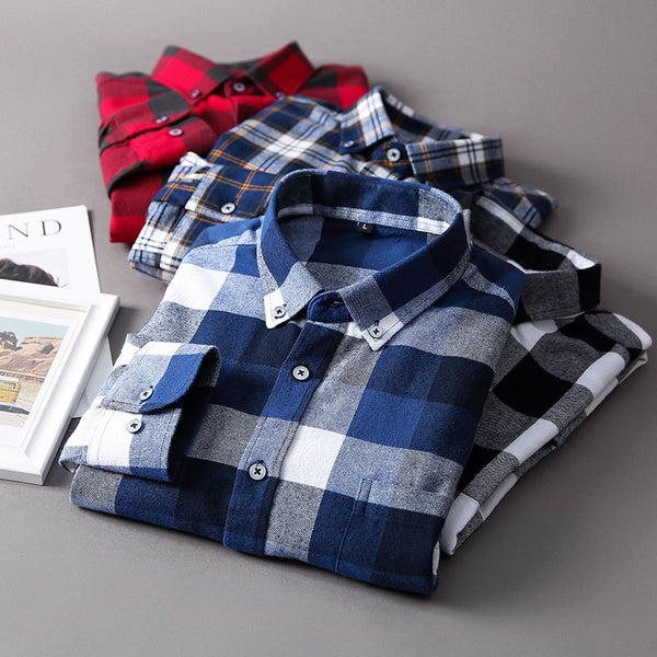 Camisa de Cuadros Casual Versátil para Hombre