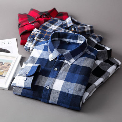 Camisa de Cuadros Casual Versátil para Hombre