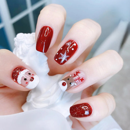 Uñas Navideñas Desmontables con Reno y Copos de Nieve - Image 6