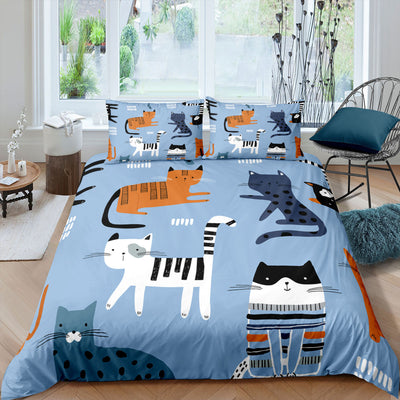 Juego de Cama Tres Piezas con Funda Nórdica de Gato 3D Impresión Digital Alta Definición - Image 13