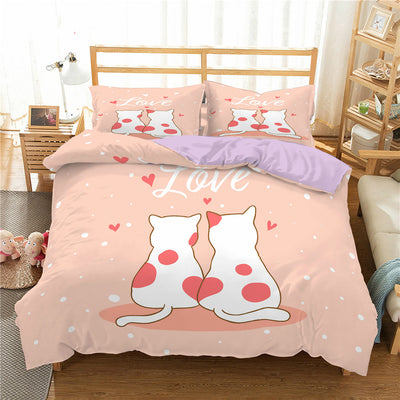 Juego de Cama Tres Piezas con Funda Nórdica de Gato 3D Impresión Digital Alta Definición - Image 11
