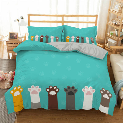 Juego de Cama Tres Piezas con Funda Nórdica de Gato 3D Impresión Digital Alta Definición - Image 15