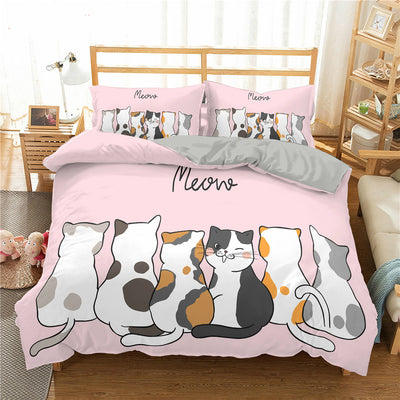 Juego de Cama Tres Piezas con Funda Nórdica de Gato 3D Impresión Digital Alta Definición - Image 2