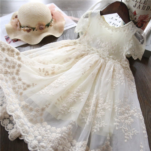 Vestido Casual de Malla Bordada con Forma de Hoja de Loto Manga Corta - Image 12