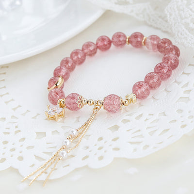 Pulsera de Cristal Fresa con Perlas de Cuarzo Rosa - Atrae Amor y Prosperidad - Image 10