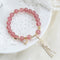 Pulsera de Cristal Fresa con Perlas de Cuarzo Rosa - Atrae Amor y Prosperidad