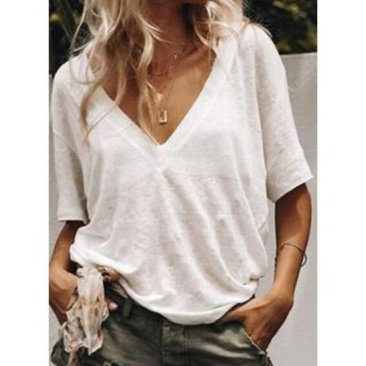 Blusa Casual para Mujer con Escote en V Profundo - Image 3