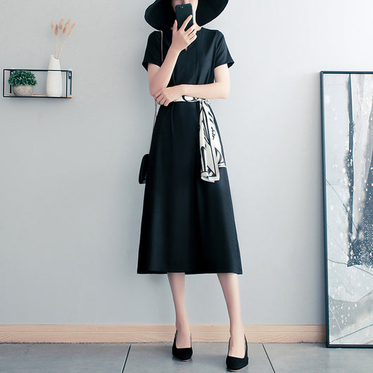 Vestido Largo Retro Verano Mujer Negro Elegancia Francesa - Image 12