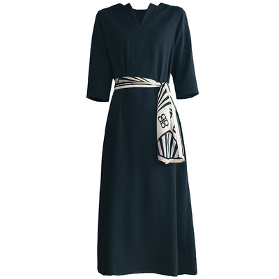 Vestido Largo Retro Verano Mujer Negro Elegancia Francesa - Image 10