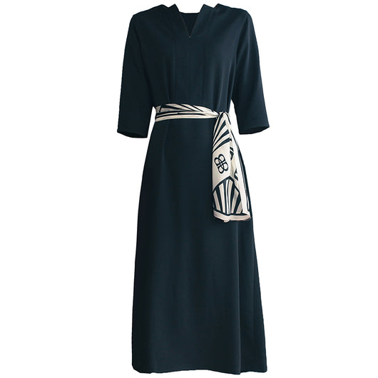 Vestido Largo Retro Verano Mujer Negro Elegancia Francesa - Image 10