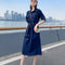 Vestido Denim Elegante Largo Hasta la Rodilla con Mangas Cortas para Mujer