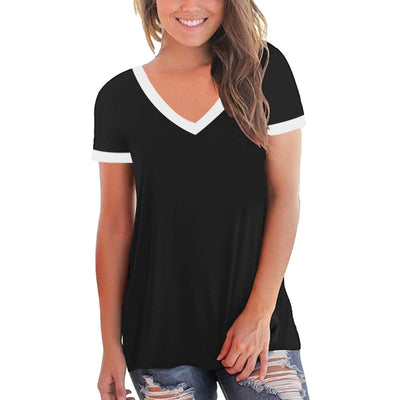 Blusa Cuello V Combinada de Colores para Mujer - Image 9