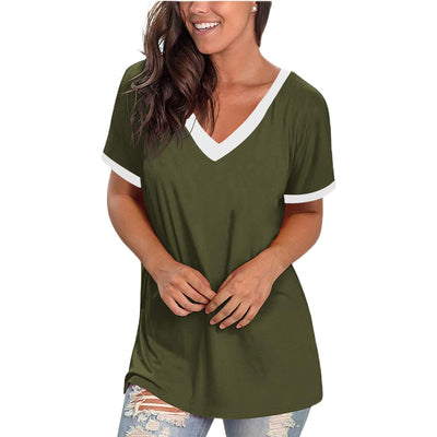 Blusa Cuello V Combinada de Colores para Mujer - Image 11