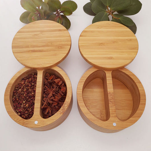 Organizador de Especias con Caja Bambú - Dispensador de Condimentos