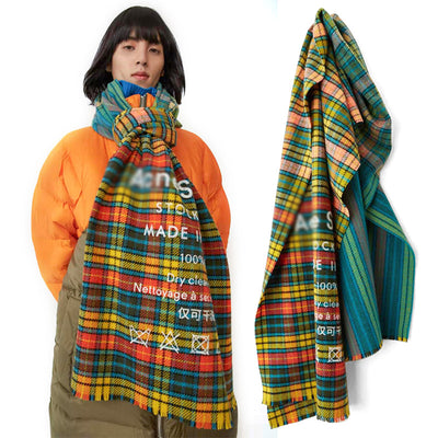 Bufanda Escocesa Arcoíris de Lana para Parejas - Chal Grueso Unisex - Image 7