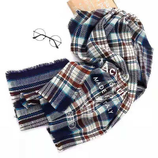 Bufanda Escocesa Arcoíris de Lana para Parejas - Chal Grueso Unisex