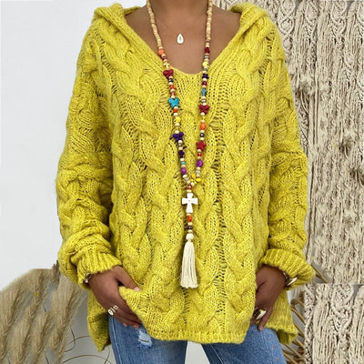 Sudadera con Capucha Tejida Retorcida de Colores Sólidos - Image 12