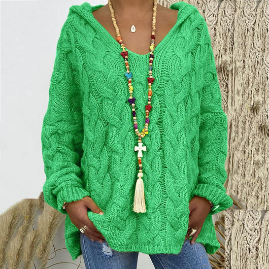 Sudadera con Capucha Tejida Retorcida de Colores Sólidos - Image 9