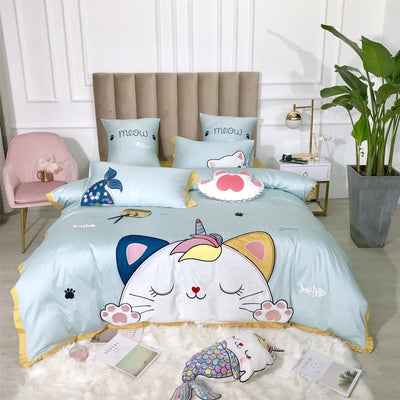 Juego de Cama Infantil Princesa con Aplicaciones de Algodón y Satén