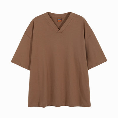 Playera Holgada Cuello V Manga Corta Básica para Hombre - Image 5