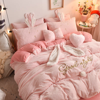 Juego de Cama Princesa Terciopelo 4 Piezas - Funda Nórdica Coral Cálida para Niña - Image 12