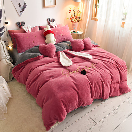 Juego de Cama Princesa Terciopelo 4 Piezas - Funda Nórdica Coral Cálida para Niña - Image 15