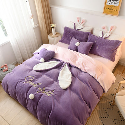 Juego de Cama Princesa Terciopelo 4 Piezas - Funda Nórdica Coral Cálida para Niña - Image 8