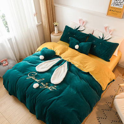 Juego de Cama Princesa Terciopelo 4 Piezas - Funda Nórdica Coral Cálida para Niña - Image 2
