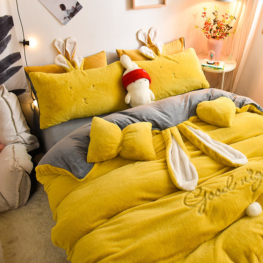Juego de Cama Princesa Terciopelo 4 Piezas - Funda Nórdica Coral Cálida para Niña - Image 3