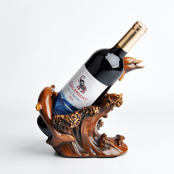 Botellero Decorativo Delfín Estilo Europeo - Resina Bronce Envejecido