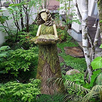 Estatua Hada de Jardín 2 en 1 con Comedero para Colibríes