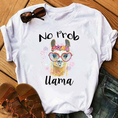 Camiseta Estampada Alpaca Cartoon - Manga Corta Pintada a Mano - Image 5