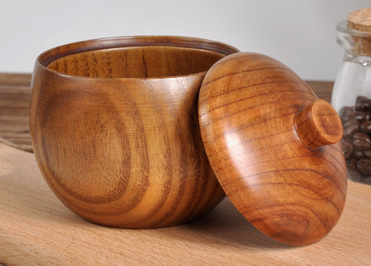 Salero de Madera Maciza Retro Vintage con Tapa - Image 2