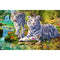 Pintura de Diamantes Tigre Familia en Bosque - Mosaico Brillante para Decoración del Hogar