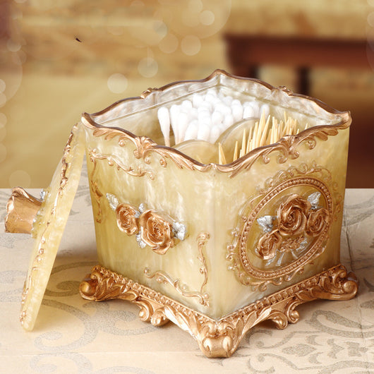 Organizador de Baño Estilo Europeo - Caja Decorativa para Palillos y Bastoncillos - Image 3