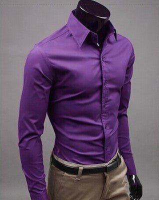 Camisa Casual Hombre Colores Candy - Manga Larga Versátil - Image 23