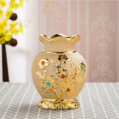Jarrón de Cerámica Dorado Estilo Europeo para Decoración del Hogar - Image 16
