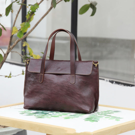 Bolso de Cuero Curtido al Vegetal con Asa de Mano y Correa Cruzada - Image 10